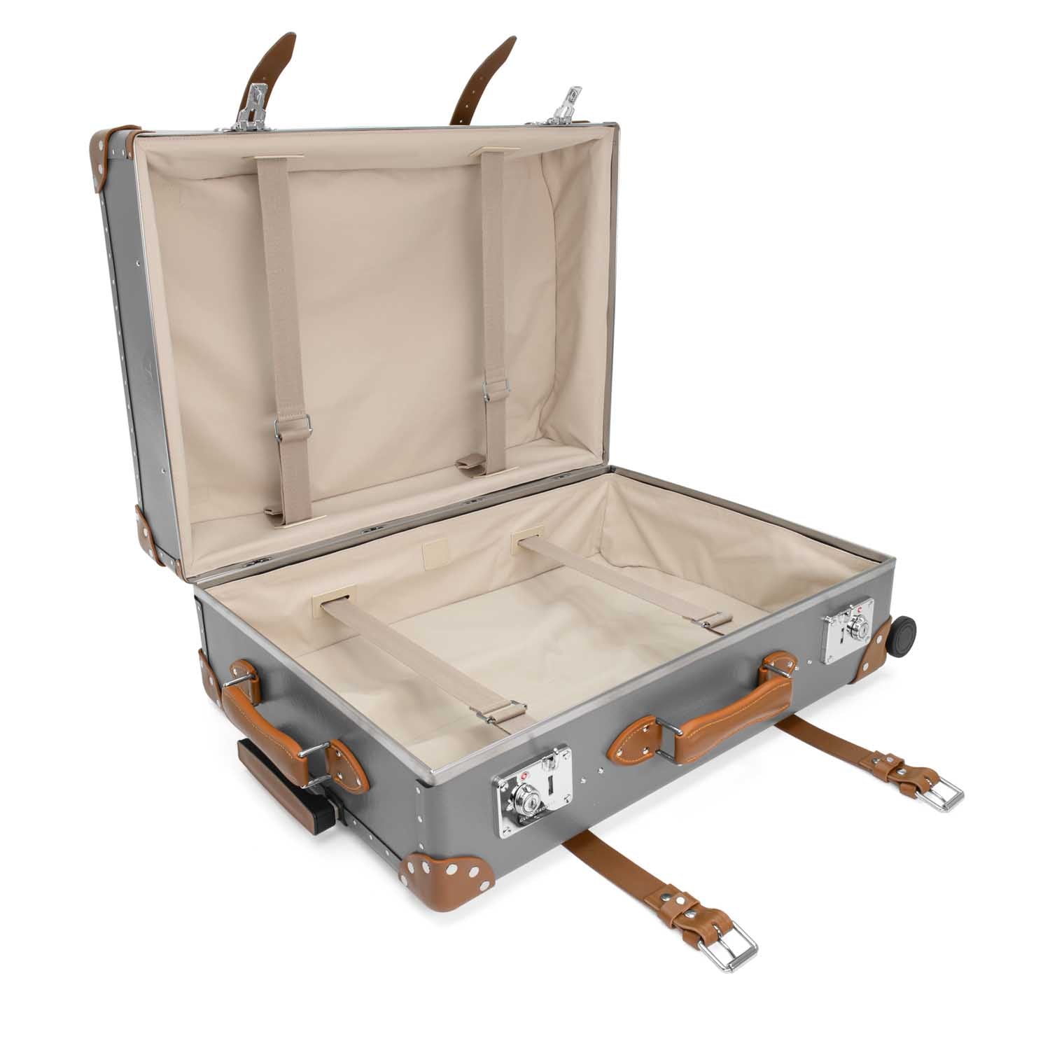 Centenary · Large Check-In - 4 Wheels | Grey/Caramel/Chrome