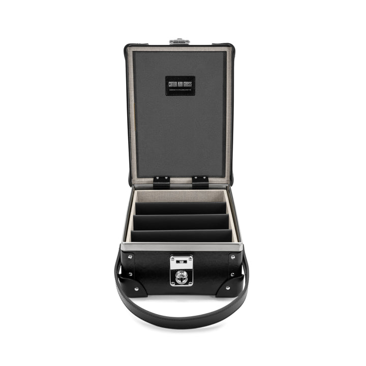 Cutler & Gross · 4-Slot Glasses Cases | Black/Black/Chrome