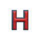 Alphabet · Leather Sticker | Red/Petrol Blue | H