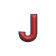 Alphabet · Leather Sticker | Red/Petrol Blue | J