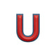 Alphabet · Leather Sticker | Red/Petrol Blue | U