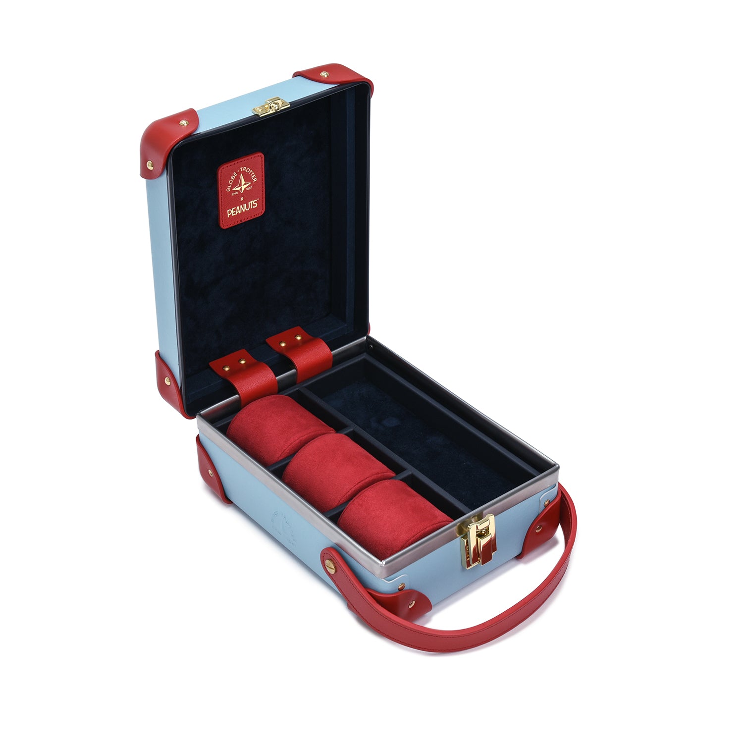 Peanuts · 3-Slot Watch Case | Pastel Blue/Red/Gold