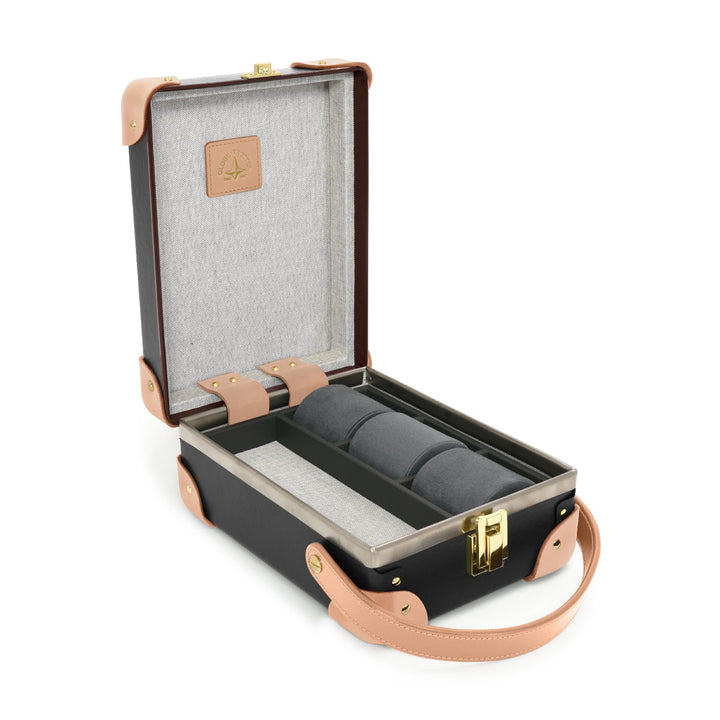 Safari · 3-Slot Watch Case | Brown/Natural - GLOBE-TROTTER